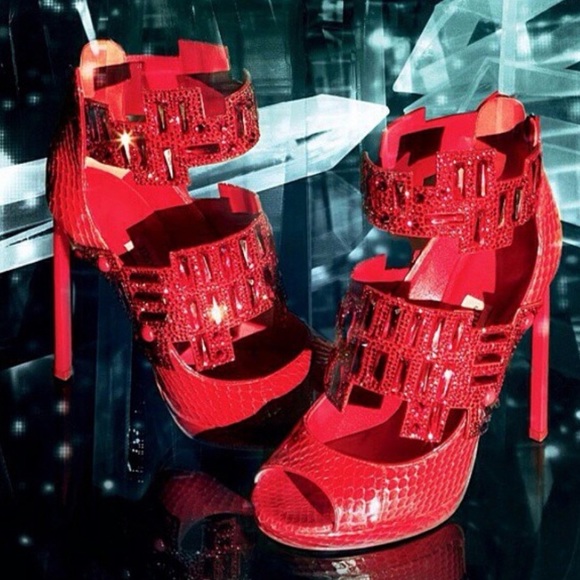 Jimmy Choo Jing Embellished Snakeskin Sandals - Picture 2 of 8